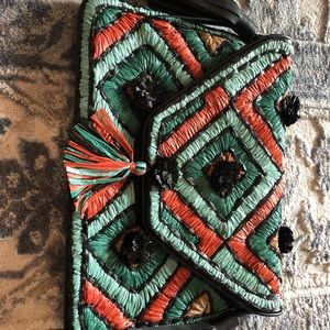 Anthropologie Raffia Clutch